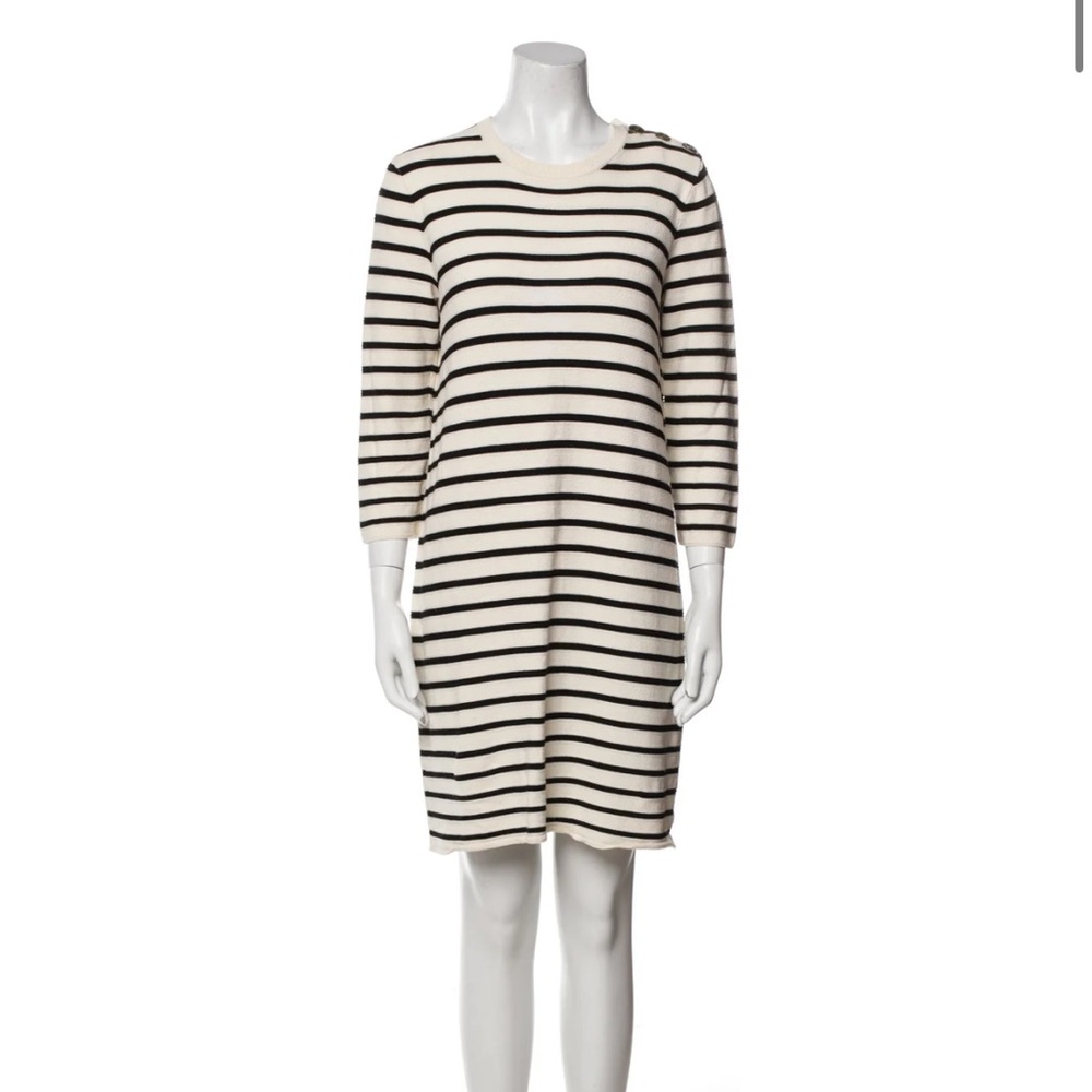 THEORY Striped Black and Cream Knitted Dress